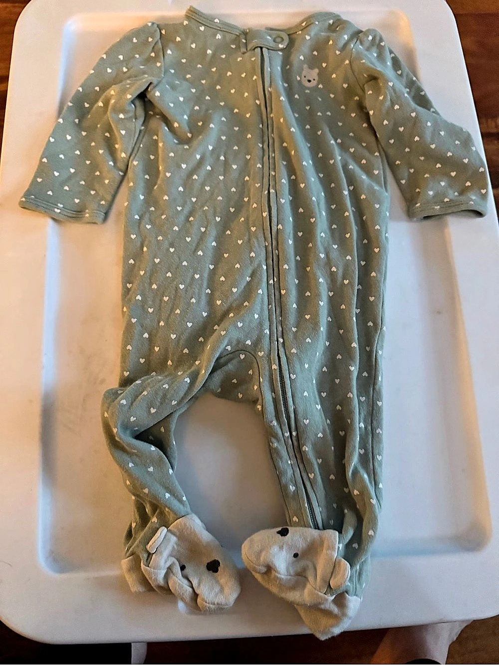 Carter's Baby Girl 1-Piece Heart 2-Way Zip Fleece Loose Fit Footed Pajama Heart